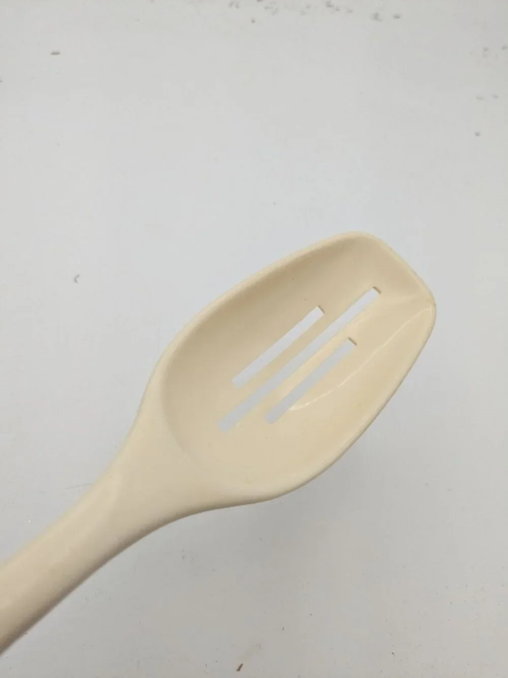 Vintage Foley #1 Almond Nylon Plastic Slotted Spoon 11